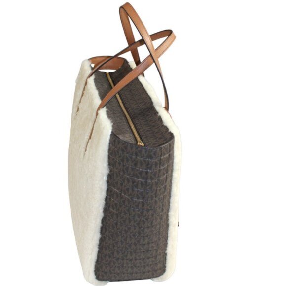 Michael Kors Sinclair Logo Authentic Shearling Large Zipper Top Tote (NW… - Picture 4 of 14